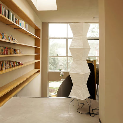 Rice Paper Floor Lamp - Indoor LED Lantern Design, Black