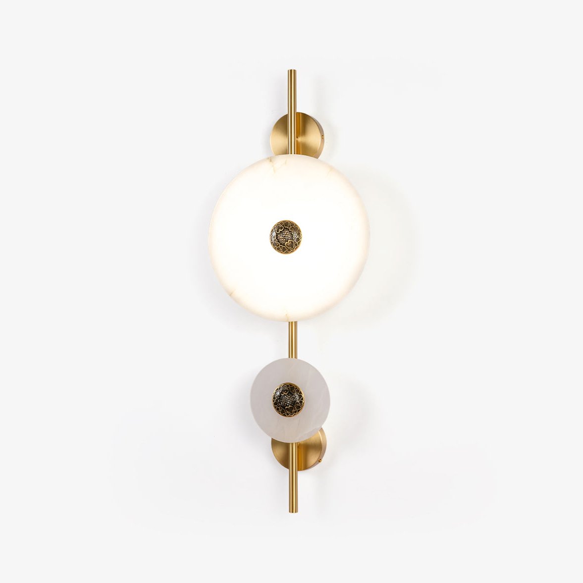 Alabaster Eclipse Wall Light with LED Brass Accent