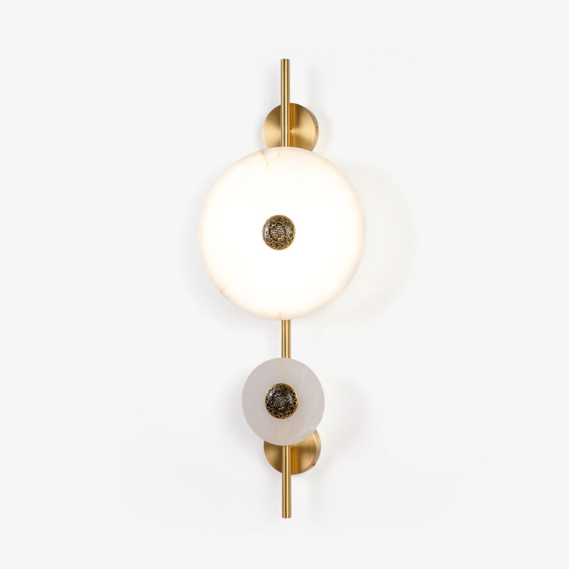 Alabaster Eclipse Wall Light with LED Brass Accent