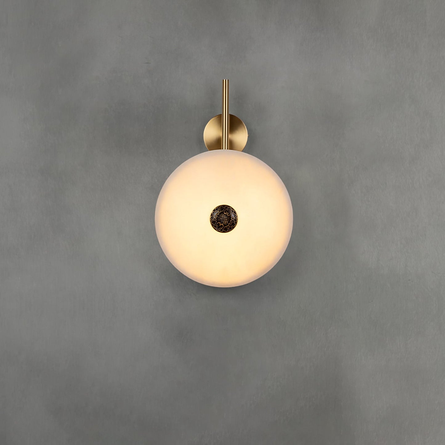 Alabaster Eclipse Wall Light with LED Brass Accent