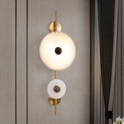Alabaster Eclipse Wall Light with LED Brass Accent
