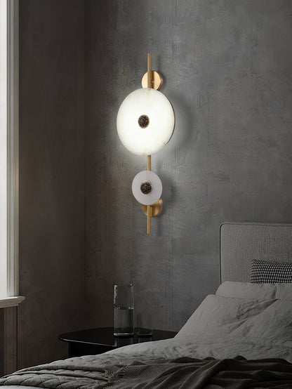 Alabaster Eclipse Wall Light with LED Brass Accent