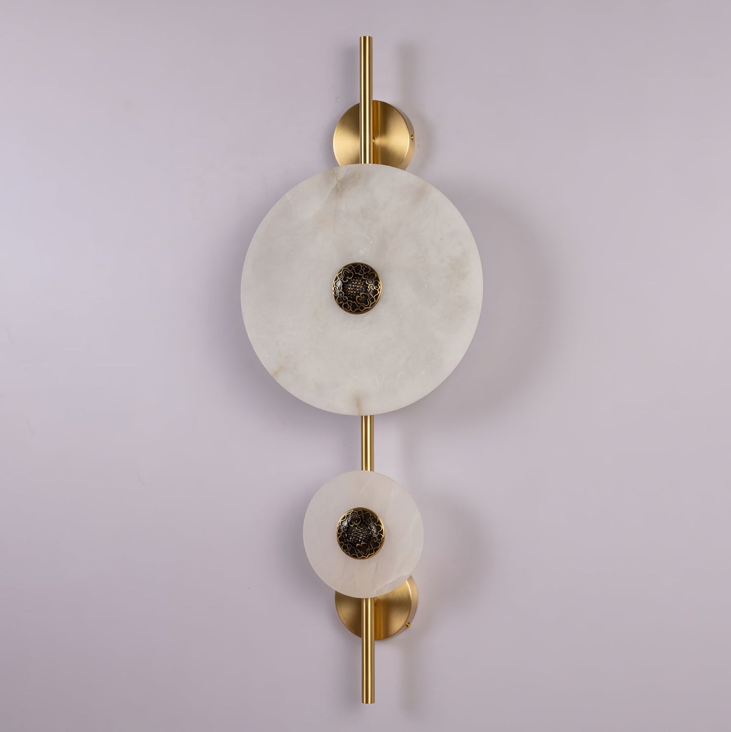 Alabaster Eclipse Wall Light with LED Brass Accent