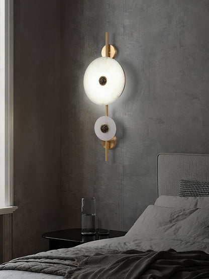 Alabaster Eclipse Wall Light with LED Brass Accent