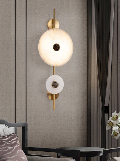 Alabaster Eclipse Wall Light with LED Brass Accent