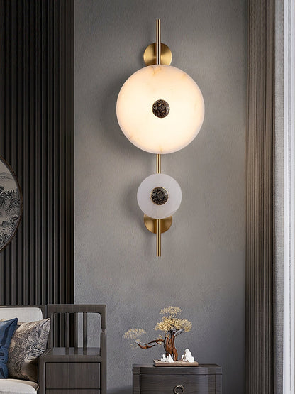Alabaster Eclipse Wall Light with LED Brass Accent