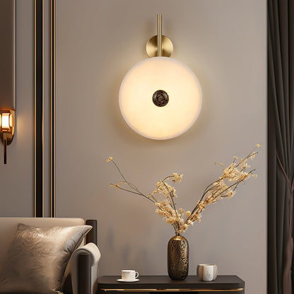 Alabaster Eclipse Wall Light with LED Brass Accent