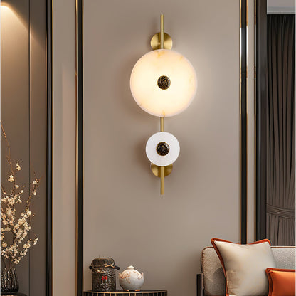 Alabaster Eclipse Wall Light with LED Brass Accent