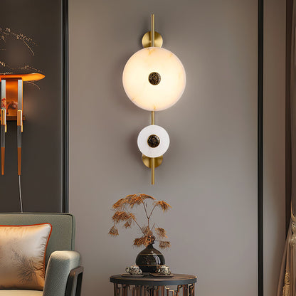 Alabaster Eclipse Wall Light with LED Brass Accent