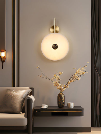 Alabaster Eclipse Wall Light with LED Brass Accent
