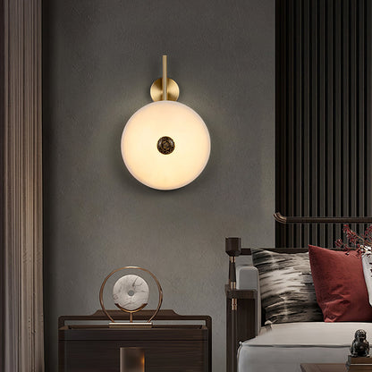 Alabaster Eclipse Wall Light with LED Brass Accent