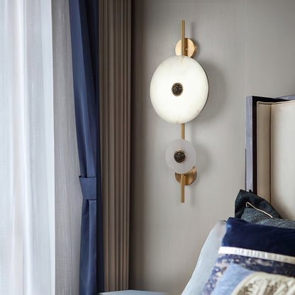Alabaster Eclipse Wall Light with LED Brass Accent