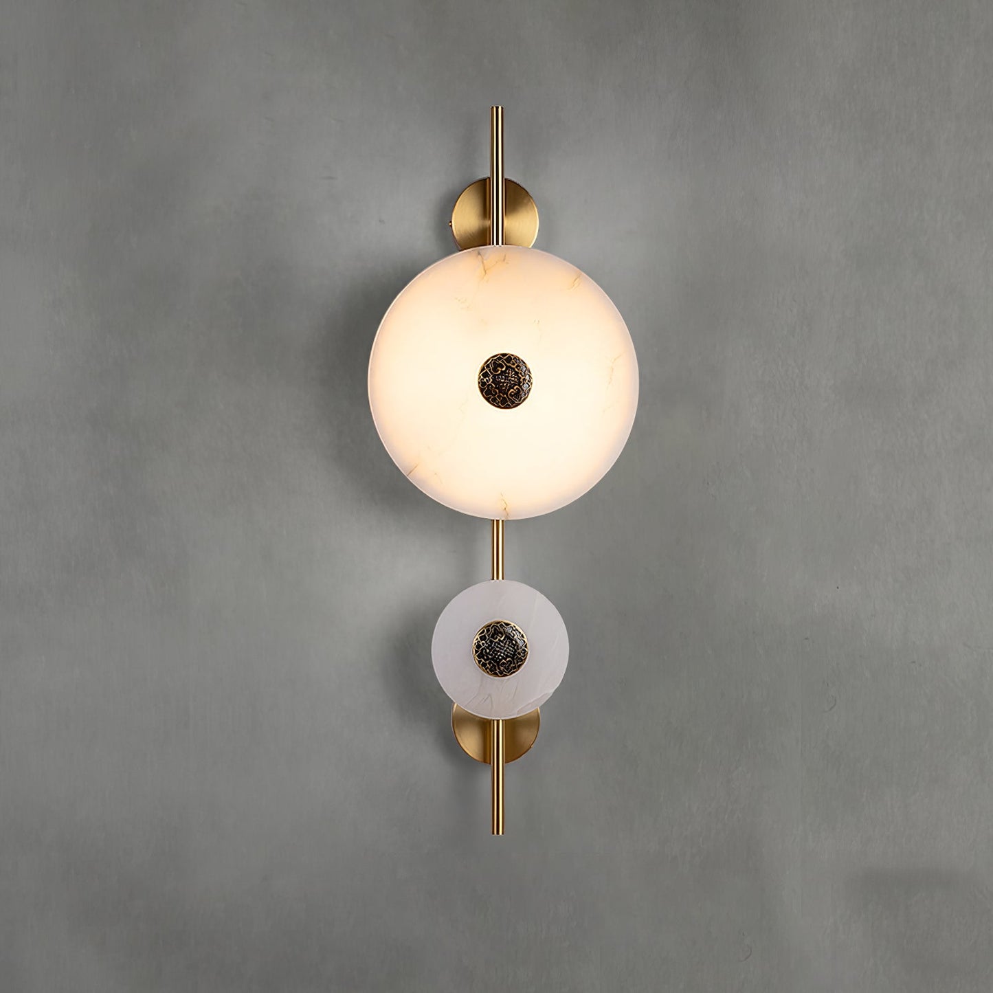 Alabaster Eclipse Wall Light with LED Brass Accent