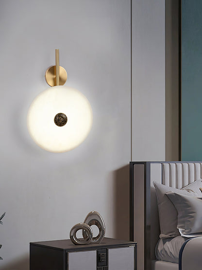 Alabaster Eclipse Wall Light with LED Brass Accent