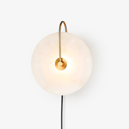 Alabaster LED Plug-In Wall Lamp with Decorative Shade