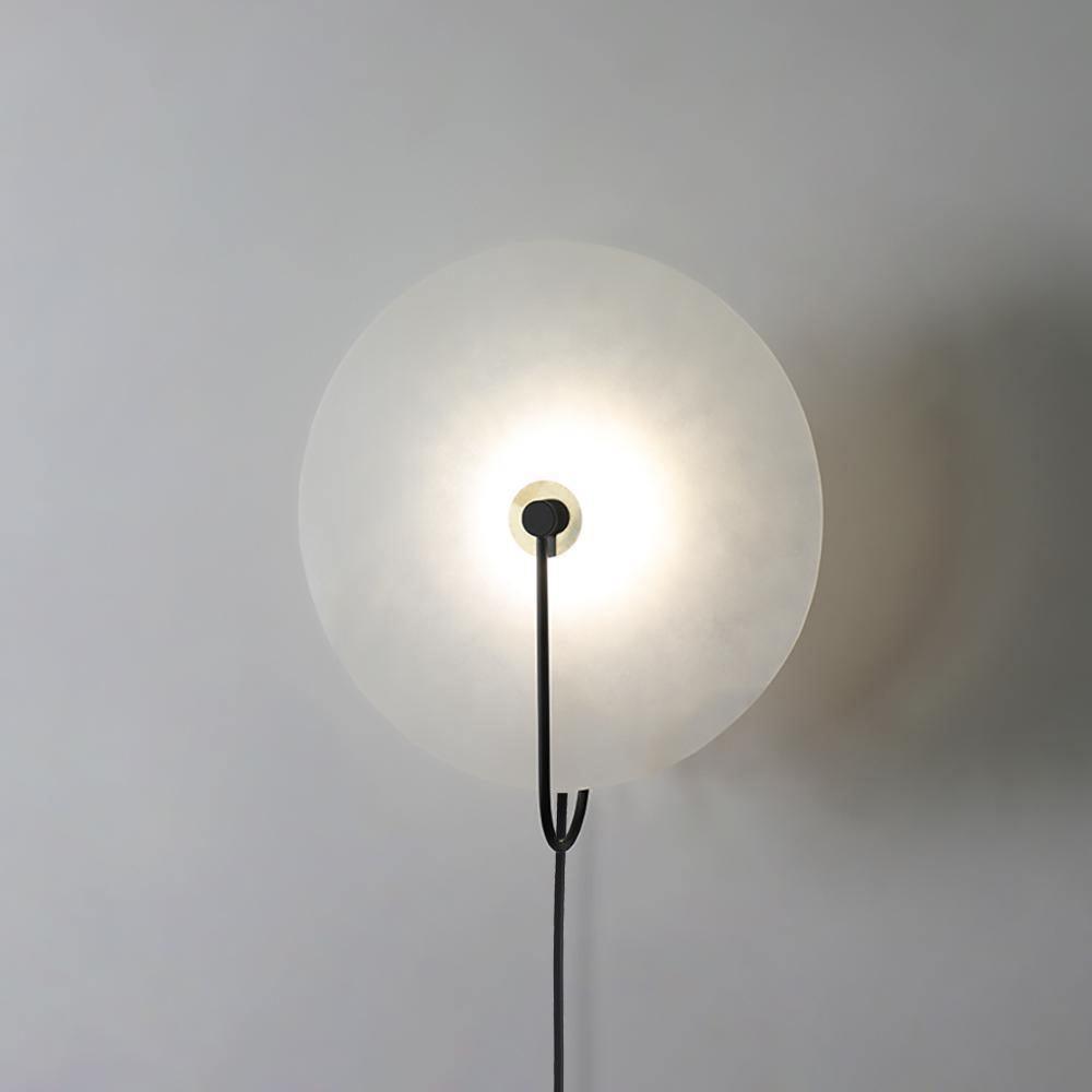 Alabaster LED Plug-In Wall Lamp with Decorative Shade