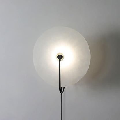 Alabaster LED Plug-In Wall Lamp with Decorative Shade