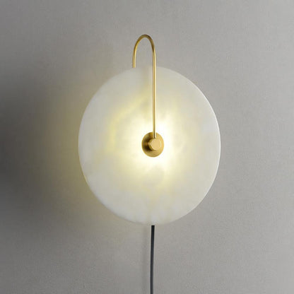 Alabaster LED Plug-In Wall Lamp with Decorative Shade