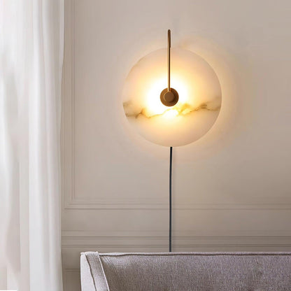 Alabaster LED Plug-In Wall Lamp with Decorative Shade
