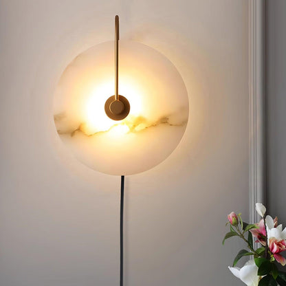 Alabaster LED Plug-In Wall Lamp with Decorative Shade