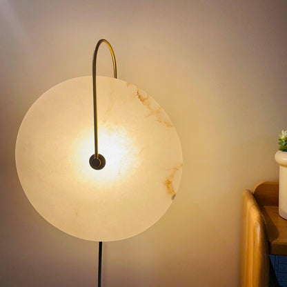 Alabaster LED Plug-In Wall Lamp with Decorative Shade