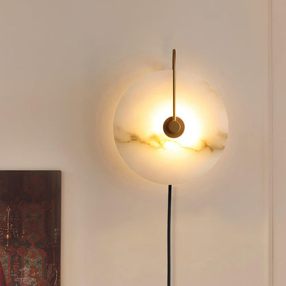 Alabaster LED Plug-In Wall Lamp with Decorative Shade