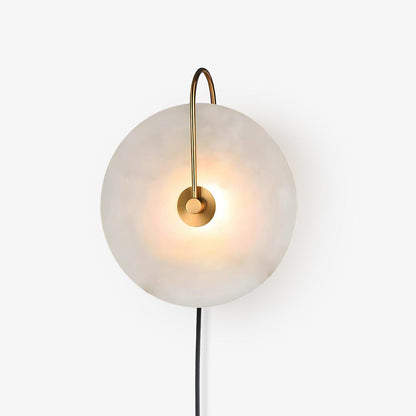 Alabaster LED Plug-In Wall Lamp with Decorative Shade