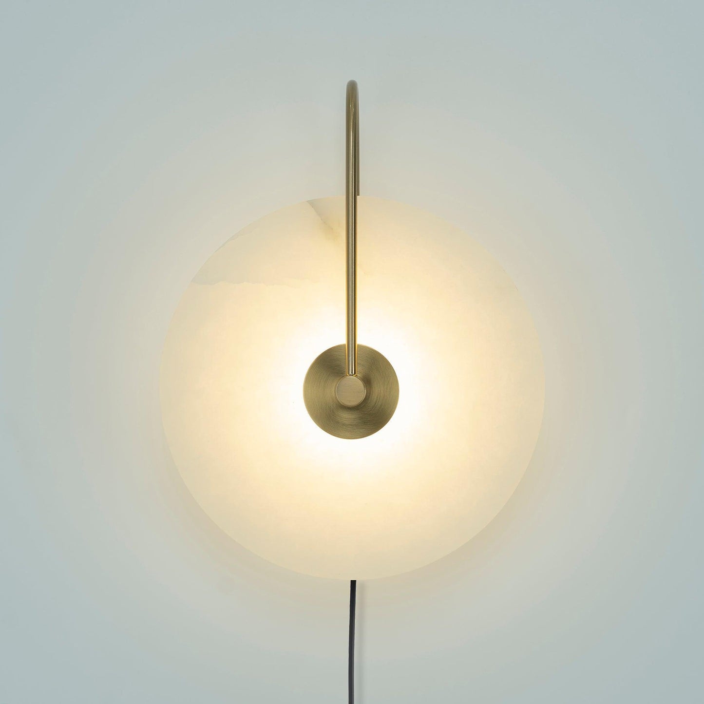 Alabaster LED Plug-In Wall Lamp with Decorative Shade