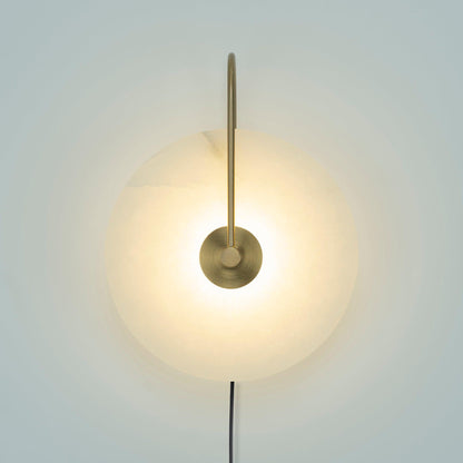 Alabaster LED Plug-In Wall Lamp with Decorative Shade