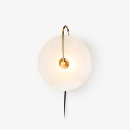 Alabaster LED Plug-In Wall Lamp with Decorative Shade