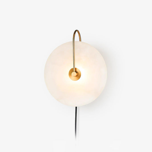 Alabaster LED Plug-In Wall Lamp with Decorative Shade