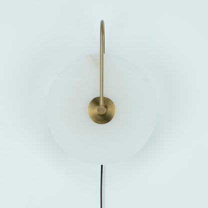 Alabaster LED Plug-In Wall Lamp with Decorative Shade