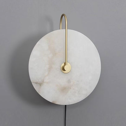 Alabaster LED Plug-In Wall Lamp with Decorative Shade
