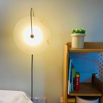 Alabaster LED Plug-In Wall Lamp with Decorative Shade