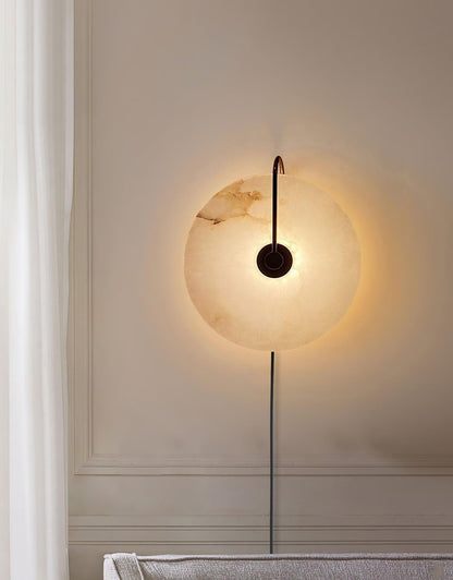 Alabaster LED Plug-In Wall Lamp with Decorative Shade