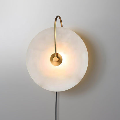 Alabaster LED Plug-In Wall Lamp with Decorative Shade