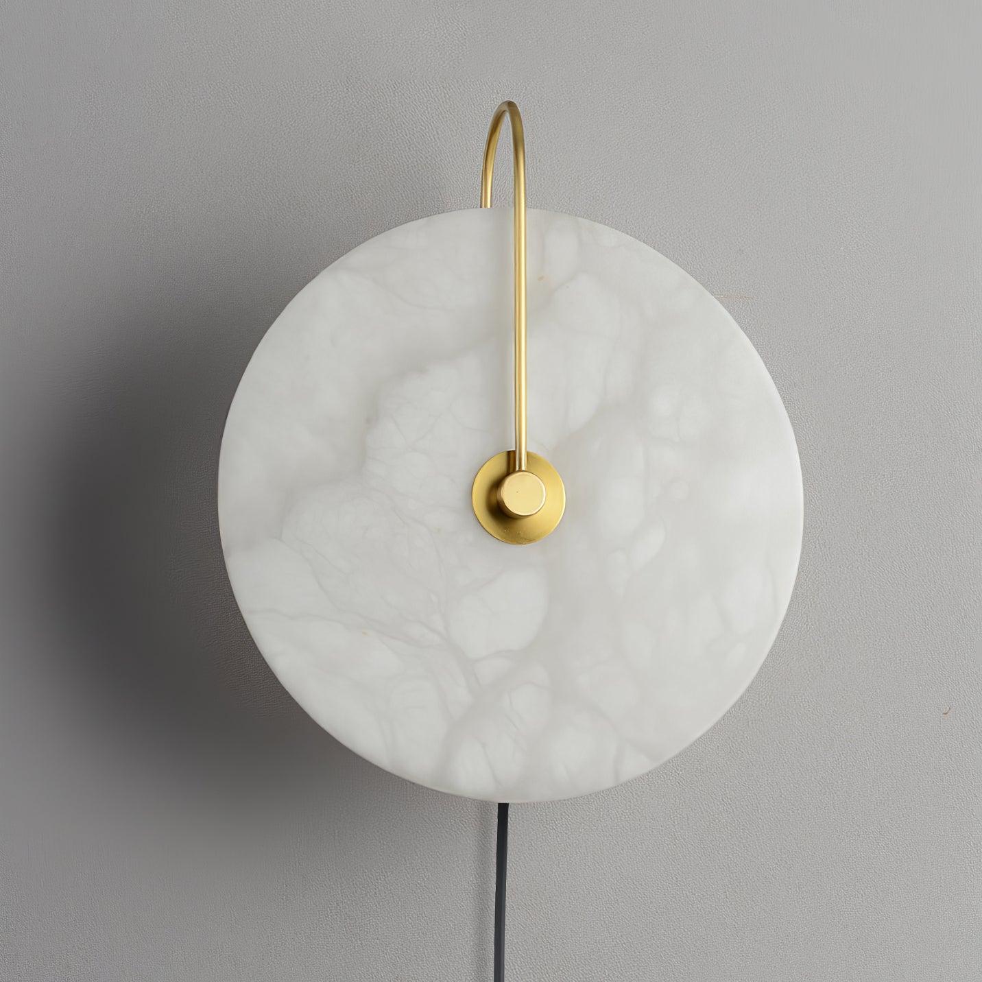 Alabaster LED Plug-In Wall Lamp with Decorative Shade