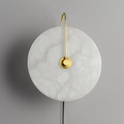 Alabaster LED Plug-In Wall Lamp with Decorative Shade