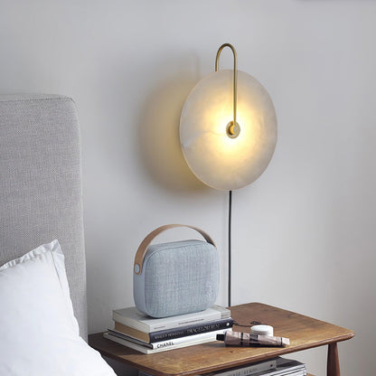 Alabaster LED Plug-In Wall Lamp with Decorative Shade