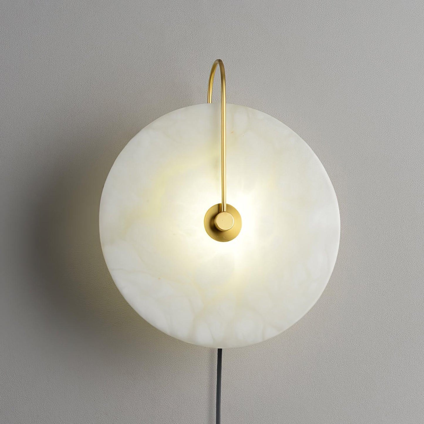 Alabaster LED Plug-In Wall Lamp with Decorative Shade