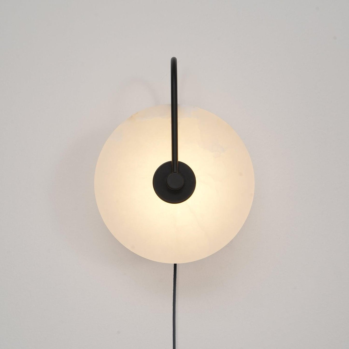 Alabaster LED Plug-In Wall Lamp with Decorative Shade