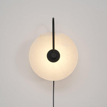 Alabaster LED Plug-In Wall Lamp with Decorative Shade
