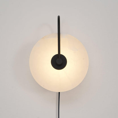 Alabaster LED Plug-In Wall Lamp with Decorative Shade
