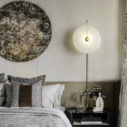 Alabaster LED Plug-In Wall Lamp with Decorative Shade
