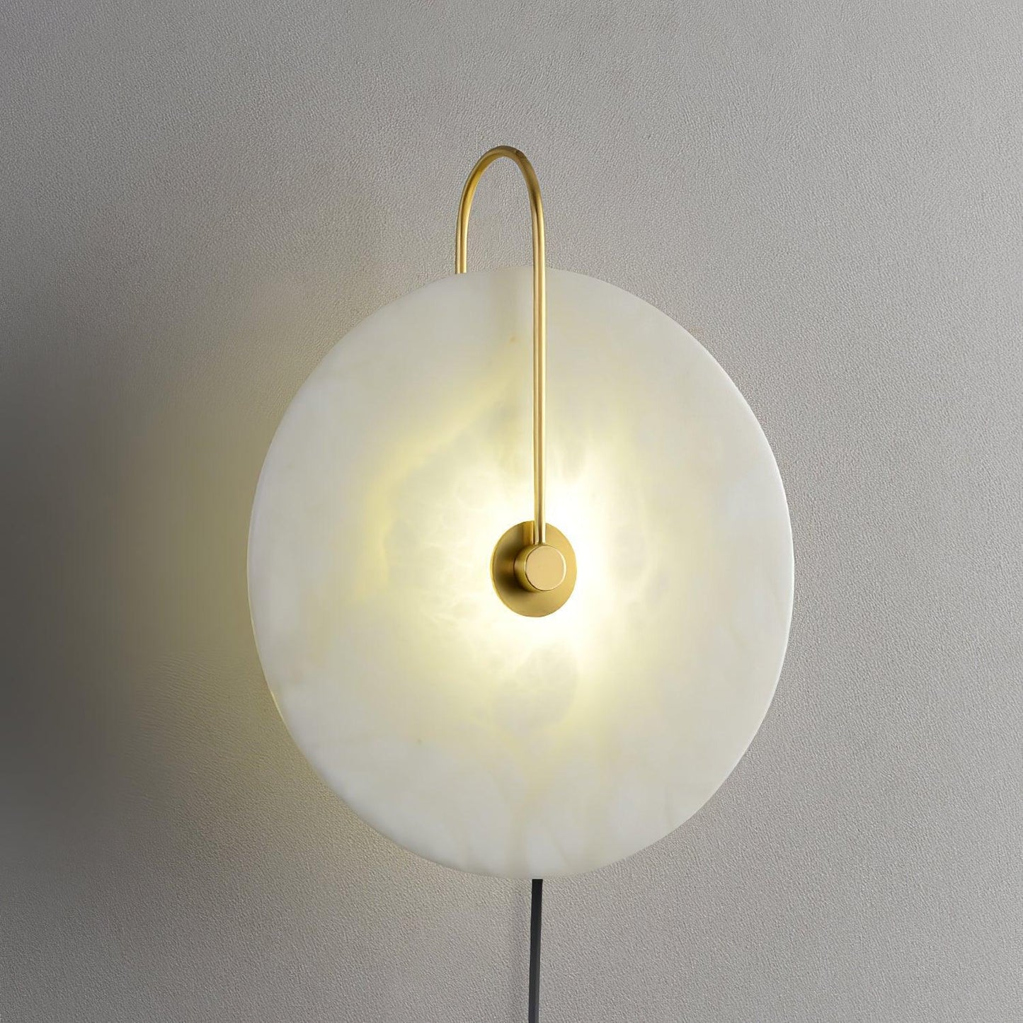 Alabaster LED Plug-In Wall Lamp with Decorative Shade