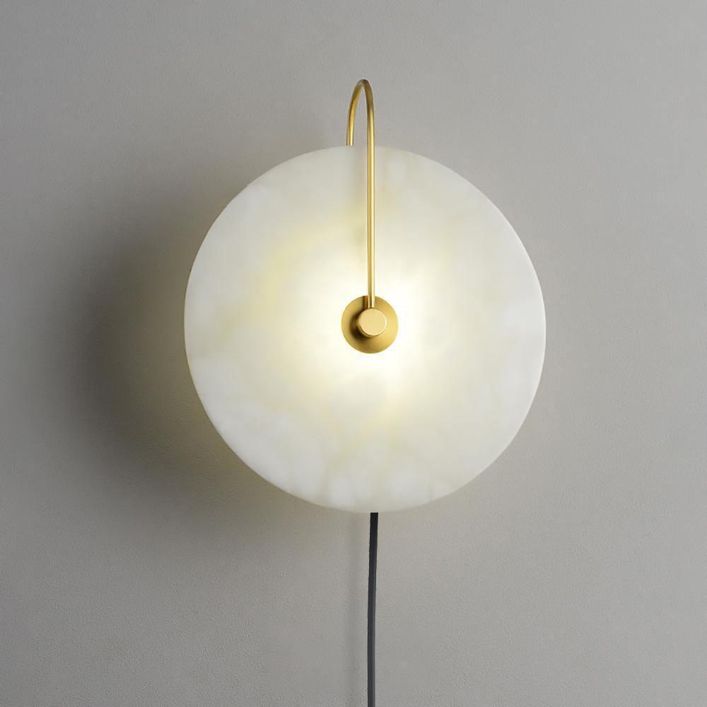 Alabaster LED Plug-In Wall Lamp with Decorative Shade