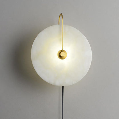 Alabaster LED Plug-In Wall Lamp with Decorative Shade