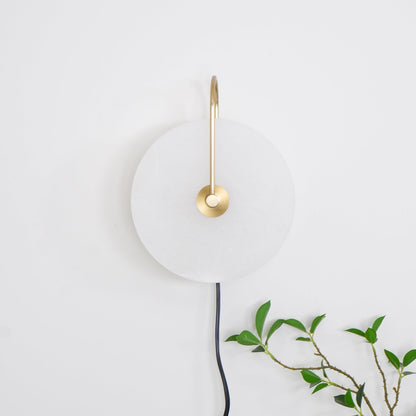 Alabaster LED Plug-In Wall Lamp with Decorative Shade