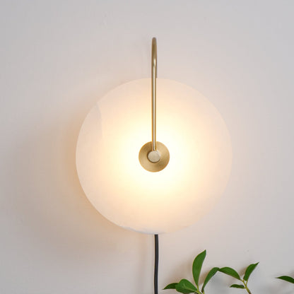 Alabaster LED Plug-In Wall Lamp with Decorative Shade