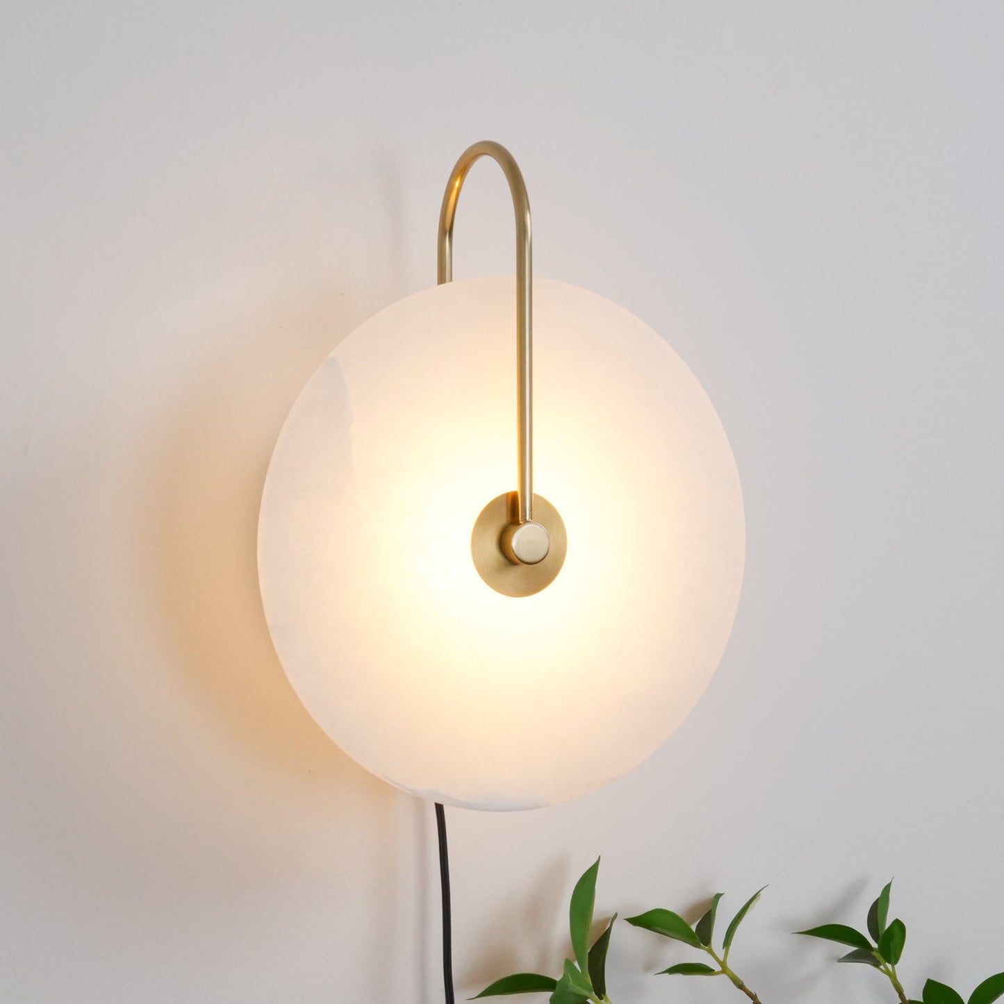 Alabaster LED Plug-In Wall Lamp with Decorative Shade